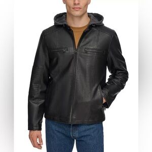 Levi's Men's Faux-Leather Hooded Zip Jacket